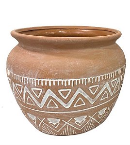 CACHEPOT DE CERAMICA TERRACOTA ETNICO G