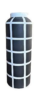 VASO DE CERAMICA GEOMETRICO PRETO E BRANCO RUSTICO G