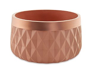 CACHEPOT TERRACOTA EM CIMENTO COM BORDA ROSE