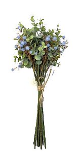 BUQUE MIX EUCALIPTO E FLORES AZUL 35CM PREMIUM