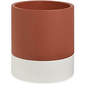 CACHEPOT EM CIMENTO TERRACOTA E BRANCO P