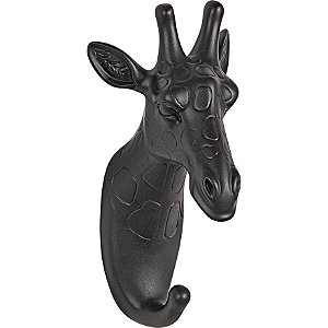 GANCHO DE PAREDE EM RESINA GIRAFA PRETO