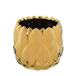 CACHEPOT DECORATIVO DOURADO EM CERAMICA