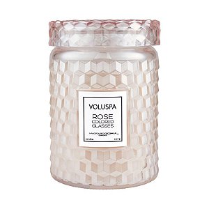 VELA VOLUSPA POTE VIDRO G 100H TAMPA VIDRO ROSE COLORED GLASSES 510G