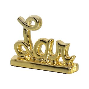 ESCULTURA MINI LAR DOURADO EM CERAMICA