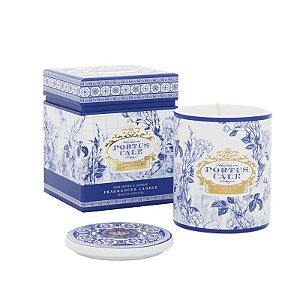 VELA COPO CASTELBELL GOLD E BLUE NA CAIXA E POTE COM TAMPA EM PORCELANA PORTUGUESA 228g