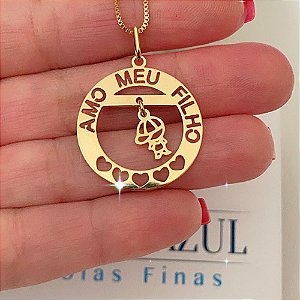 Colar Menino Amo meu Filho Banhado a Ouro 18k