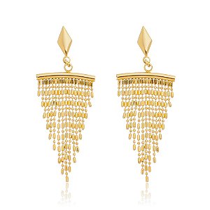 Brinco Franja Design Triangular Banhado a Ouro 18k