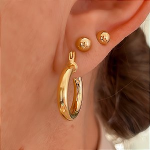 Brinco de Argola Mini Slim Banhado a Ouro 18k