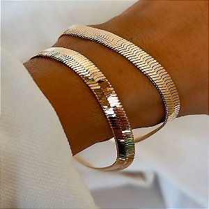 Pulseira Feminina Fita Banhado a Ouro