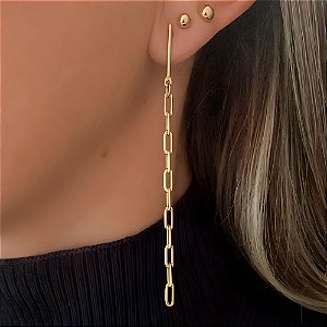 Brinco Fio Corrente Elos Banhado a Ouro