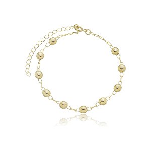Pulseira Feminina Bolinhas Média Banhado a Ouro