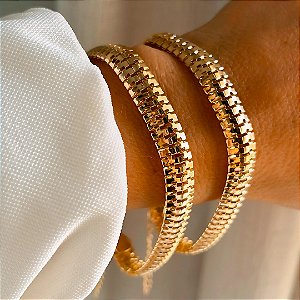 Pulseira Malha Texturizada Folheado a Ouro
