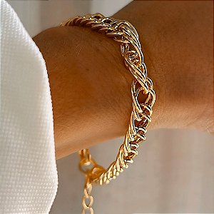 Pulseira Elos Luxo Folheado a Ouro