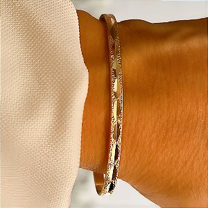 Bracelete Regulável Luxo Slim Detalhe Banhado a Ouro
