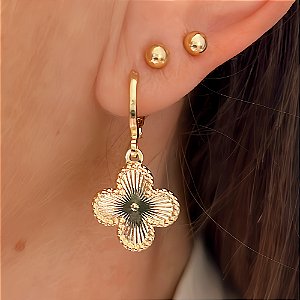 Brinco Argolinha Trevo Gold Banhado a Ouro