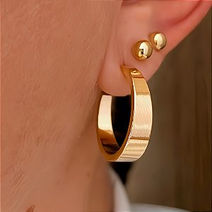 Brinco de Argola Lisa Jasmini Banhado a Ouro 18k