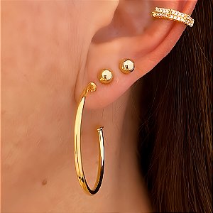 Brinco de Argola Lisa Média Nivie Banhado a Ouro 18k