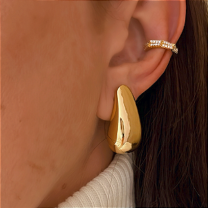 Brinco Geométrico Gota Bold Banhado a Ouro 18k