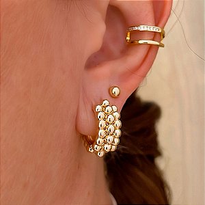 Brinco de Argola Mini Esfera Banhado a Ouro 18k