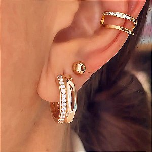 Brinco de Argola Liso Orly Banhado a Ouro 18k