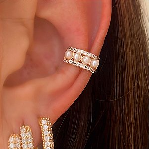 Piercing Mini Pérola Banhado a Ouro 18k
