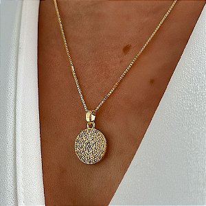 Colar Redondo Luxo Cristais Banhado a Ouro 18k