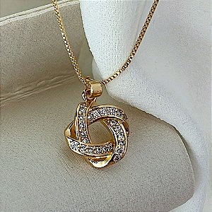 Colar Eternity Elos com Cristais Banhado a Ouro 18k