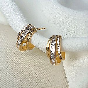 Brinco 3 Fios Glow Banhado a Ouro 18k