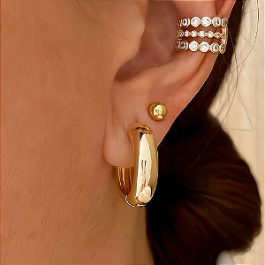 Brinco de Argola Golden Flow Banhado a Ouro 18k