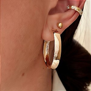 Brinco de Argola Luxo Serena Banhado a Ouro 18k