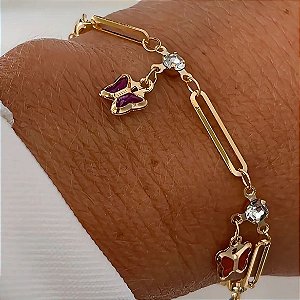 Pulseira Borboleta Collors Banhada a Ouro 18k