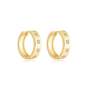 Brinco de Argola Luxo Cristais Quadrados Ymis Banhado a Ouro 18k