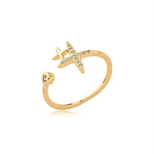 Anel Regulável Estelar Banhado a Ouro 18k