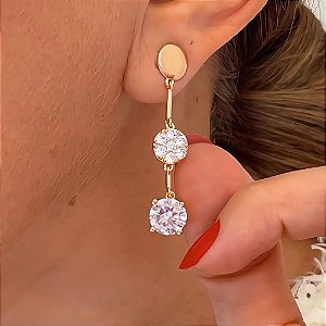 Brinco Pêndulo Redondo Tassel Banhado a Ouro 18k