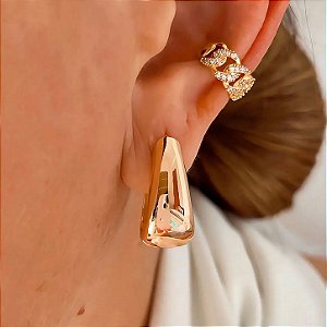 Brinco de Argola Bold Oval Minimal Maison Banhado a Ouro 18k