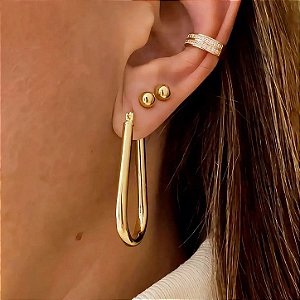 Brinco Liso Oval SoHo Banhado a Ouro 18k