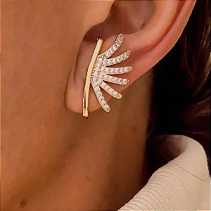 Brinco Asas Zircônia Fascínio Banhado a Ouro 18k