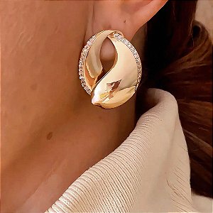 Brinco Frontal com Zircônias Capri Banhado a Ouro 18k
