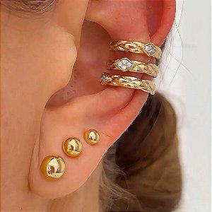Piercing 3 Fios Éclair Banhado a Ouro 18k