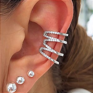 Piercing Fios Cravejados Silliê Ródio Branco