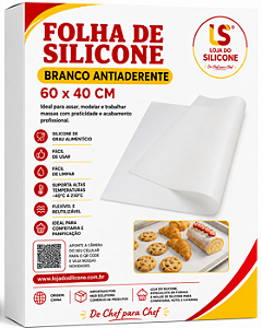 FOLHA DE SILICONE BRANCO ANTIADERENTE 60x40