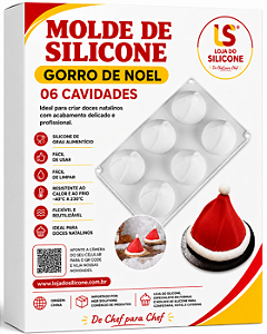 MOLDE DE SILICONE CHAPÉU NATALINO PARA DOCES E SOBREMESAS