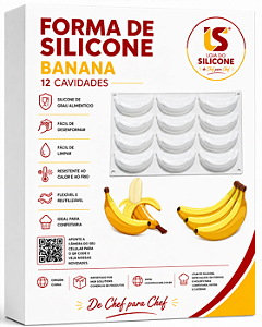 MOLDE DE SILICONE BANANA COM 12 CAVIDADES PROMOÇÃO