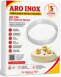 ARO INOX PERFURADO ESTILO FRANCÊS 20cm KIT COM 3 PEÇAS