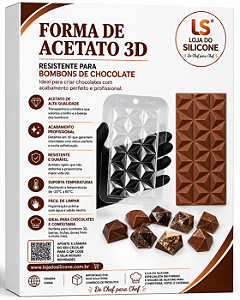 FORMA ACETATO 3D PARA MINI BARRA DE CHOCOLATE KIT 2 PEÇAS