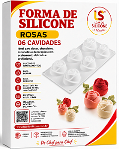 MOLDE DE SILICONE ROSAS 6 CAVIDADES PARA DOCES