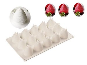 MOLDE DE SILICONE MINI MORANGOS 15 CAVIDADES
