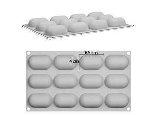 MOLDE DE SILICONE OBLONGO 12 CAVIDADES PARA SOBREMESAS