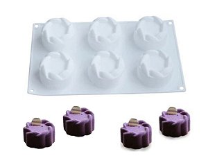MOLDE DE SILICONE CILINDRICO COM BORDAS